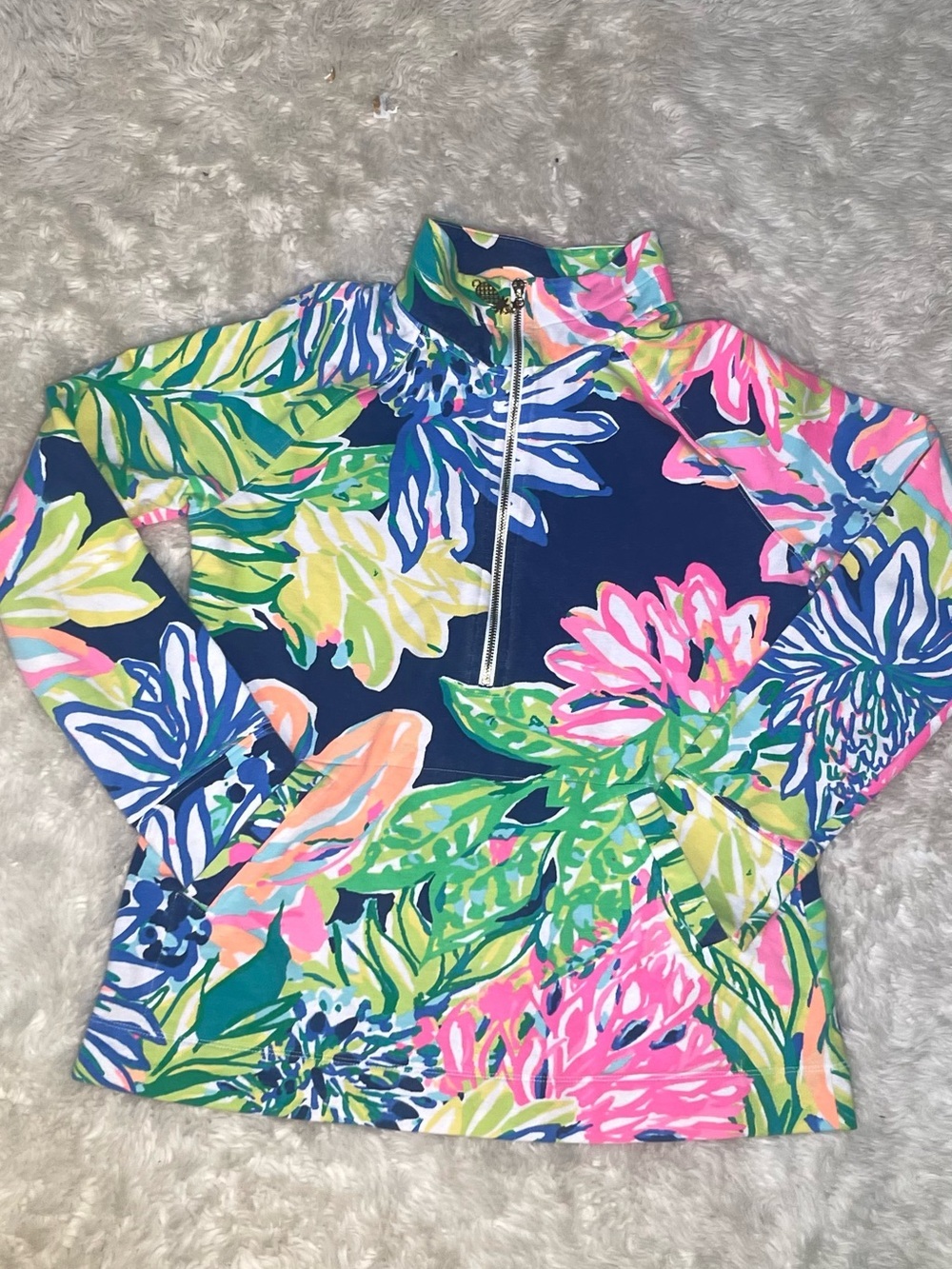 Lilly Pulitzer women’s Tropical Floral Half-Zip Pullover size XS